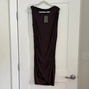 All Saints Warp Aubergine wool and viscose dress